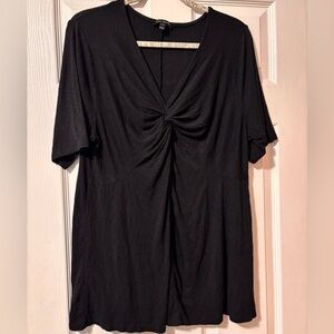 Lane Bryant Black Tie Twist Front Knit Blouse
